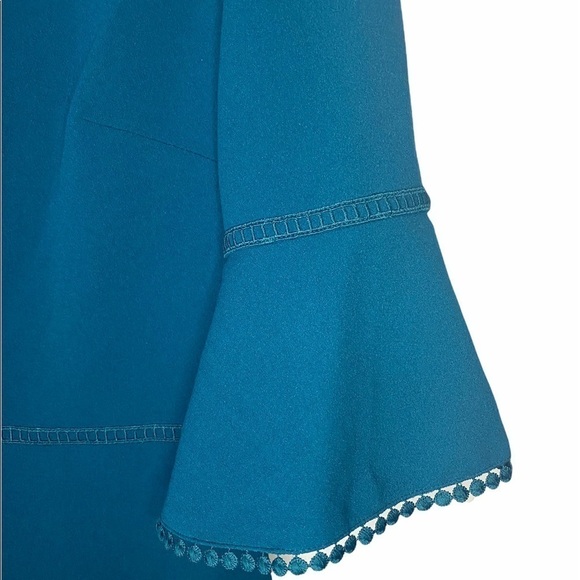 Betsy Johnson bell sleeve sheath teal dress size10 - Picture 7 of 12